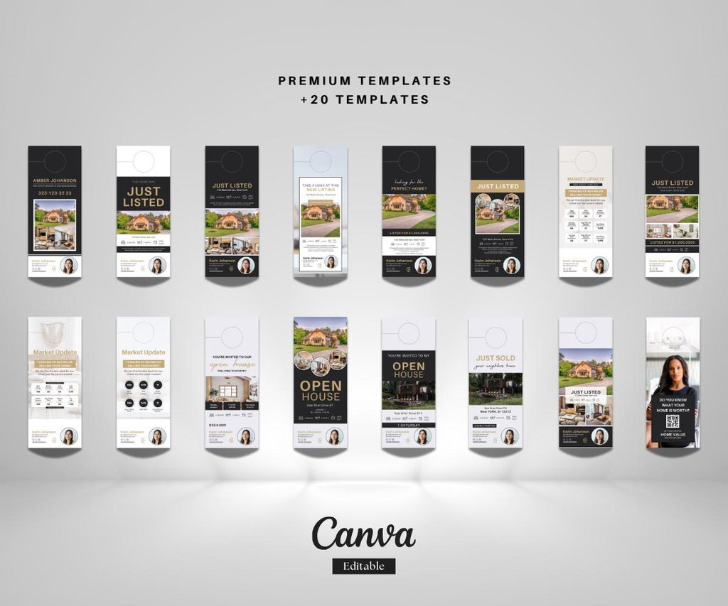 Century 21 Door Hanger Templates | Real Estate Marketing Bundle | Editable Canva Design | Realtor Door Knockers | 25 Templates