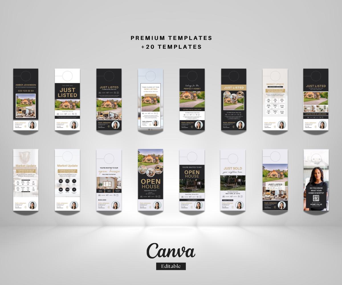 Century 21 Door Hanger Templates | Real Estate Marketing Bundle | Editable Canva Design | Realtor Door Knockers | 25 Templates