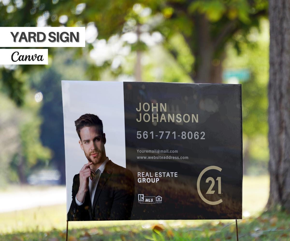 Century 21 Yard Sign Templates | Real Estate For Sale Signs | Editable Canva Design for Realtors | Modern C21 Signs