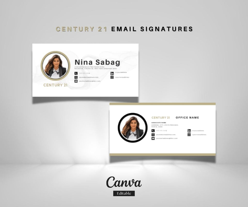 Century 21 Email Signature Template (2 Styles) | Realtor Email Footer | Editable Canva Design | Real Estate Branding
