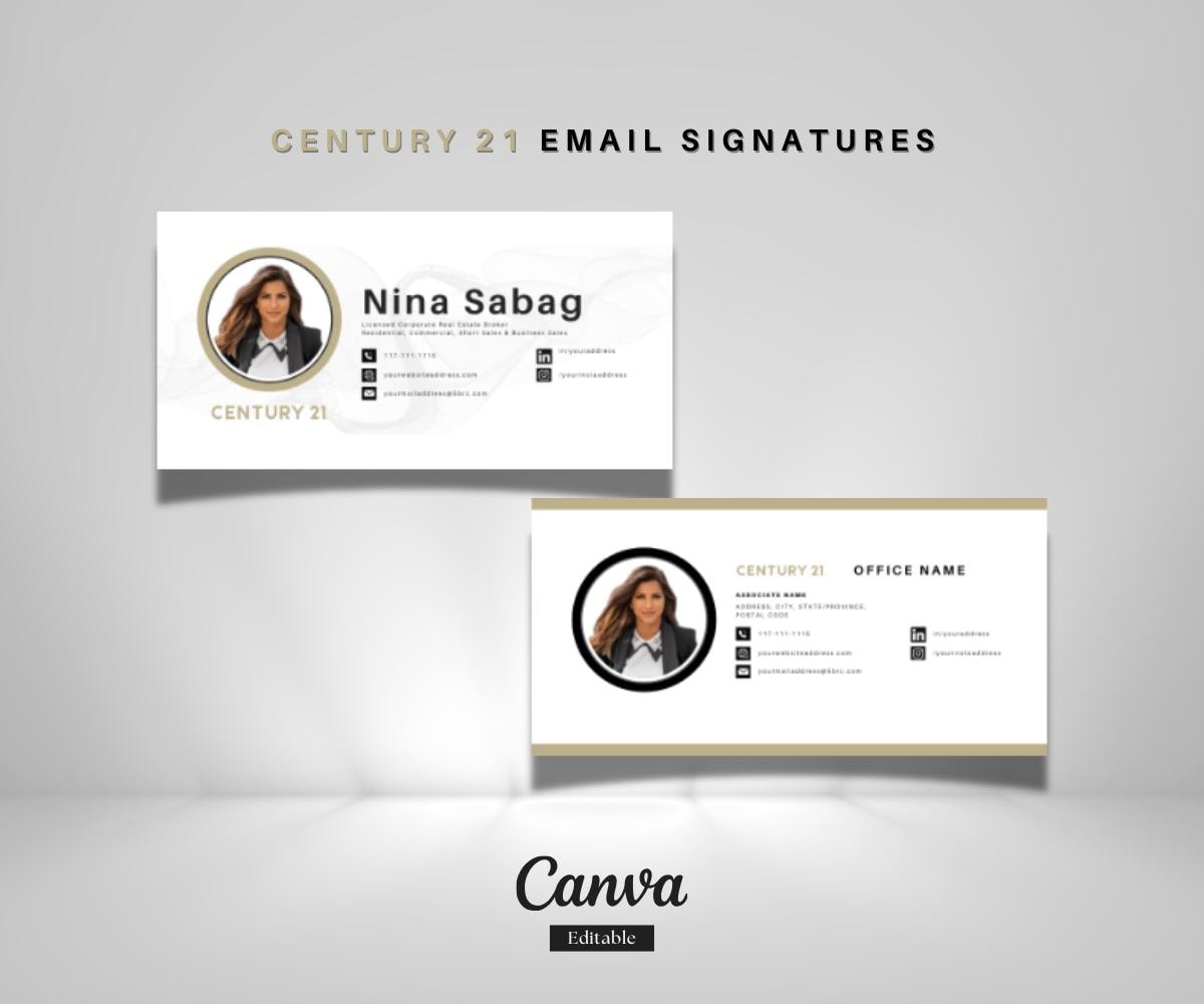 Century 21 Email Signature Template (2 Styles) | Realtor Email Footer | Editable Canva Design | Real Estate Branding