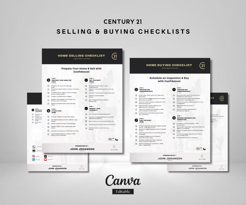 4-Page Real Estate Checklist Guide | Sellers & Buyers Combined | Editable Canva Template | Century 21 Style
