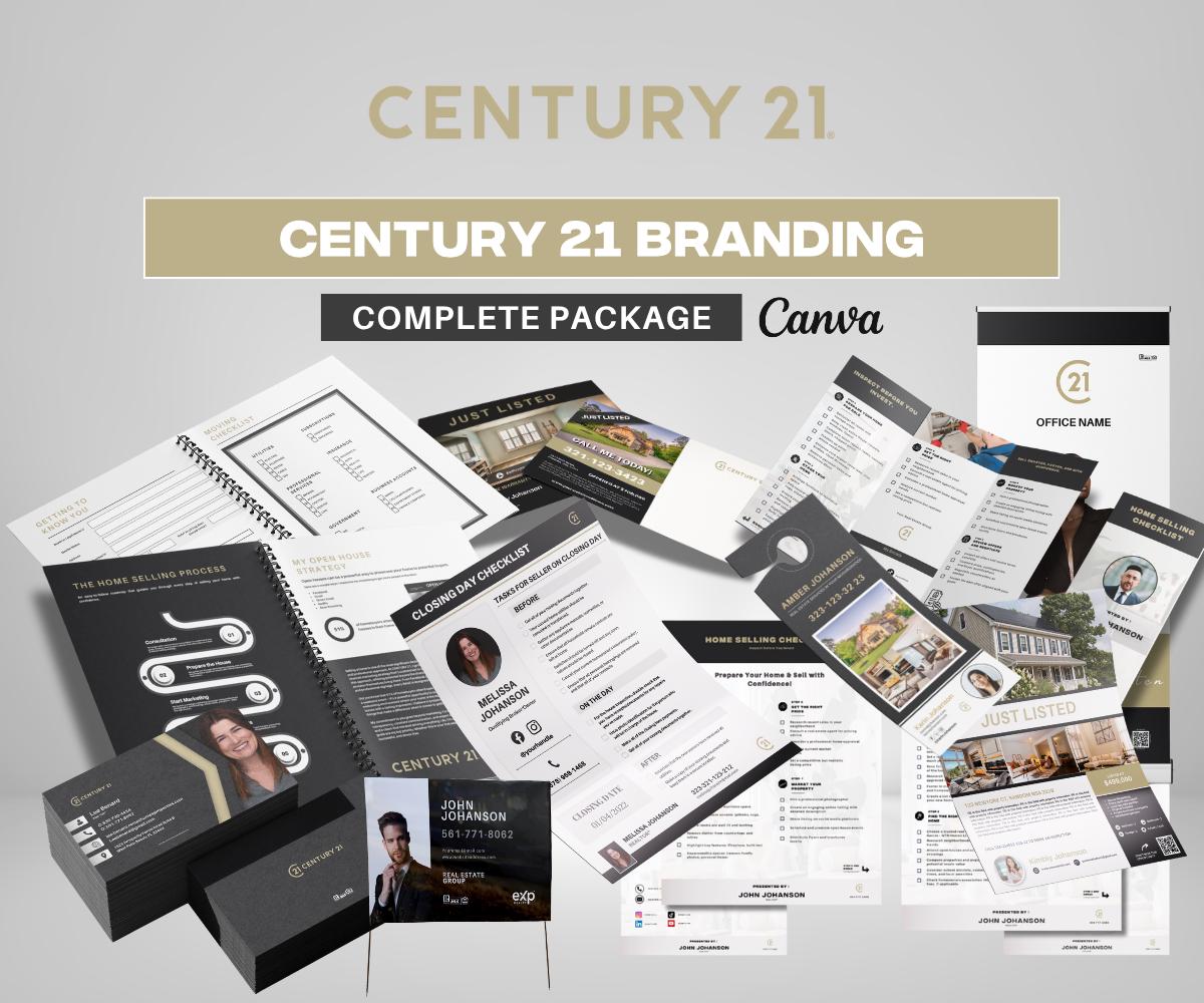 Century 21 FULL PACKAGE | Editable Beige Canva Templates for Realtors | Century 21 | Flyers, Checklists, Social Media & More