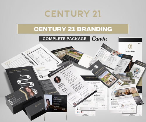 Century 21 FULL PACKAGE | Editable Beige Canva Templates for Realtors | Century 21 | Flyers, Checklists, Social Media & More