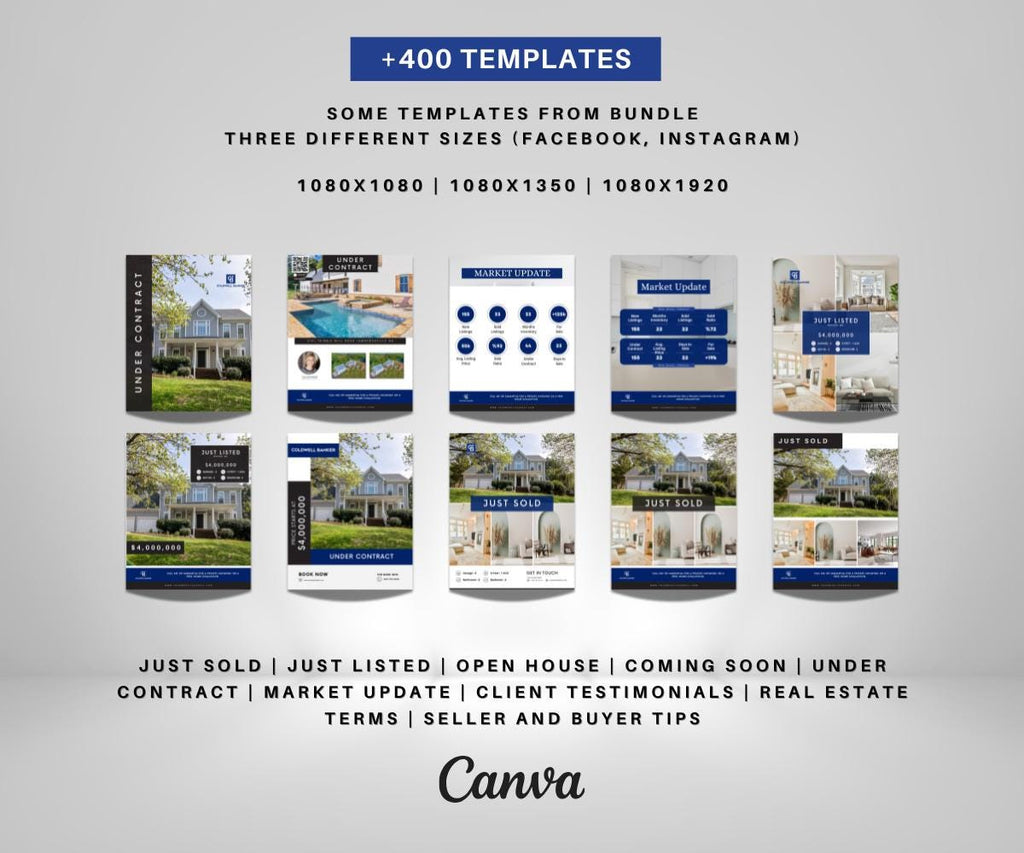 Coldwell Banker Real Estate Social Media Bundle | Just Listed, Just Sold, Open House, Market Update, Client Testimonials & More