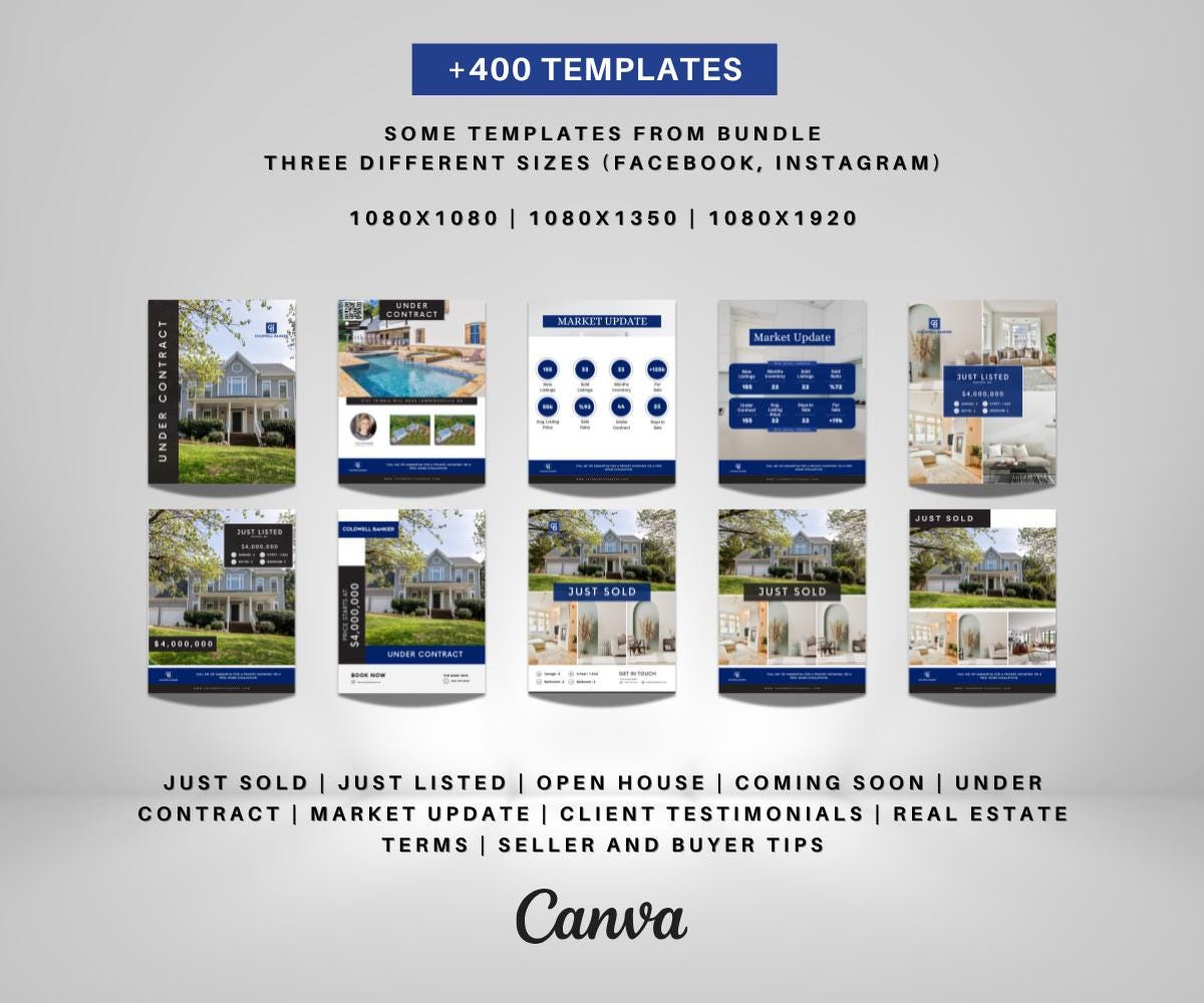 Coldwell Banker Real Estate Social Media Bundle | Just Listed, Just Sold, Open House, Market Update, Client Testimonials & More