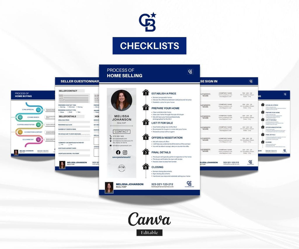 Coldwell Banker Real Estate Checklist Bundle | 27 Pages | Buyer & Seller Task Lists | Editable Canva Template