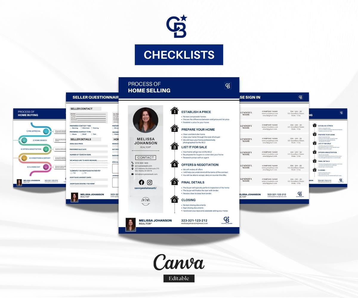 Coldwell Banker Real Estate Checklist Bundle | 27 Pages | Buyer & Seller Task Lists | Editable Canva Template