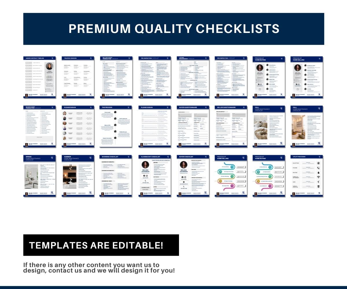 Coldwell Banker Real Estate Checklist Bundle | 27 Pages | Buyer & Seller Task Lists | Editable Canva Template