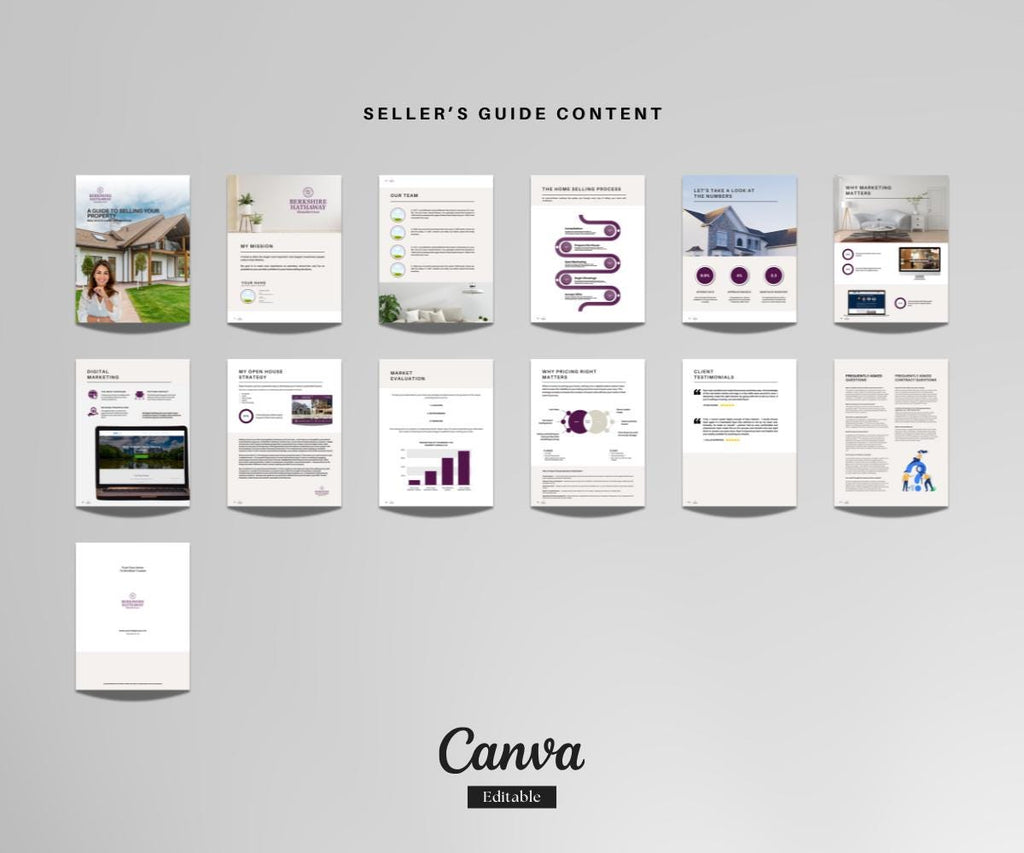 Berkshire Hathaway Buyers & Sellers Guide | Editable Real Estate Canva Template | BHHS Marketing Kit for Realtors