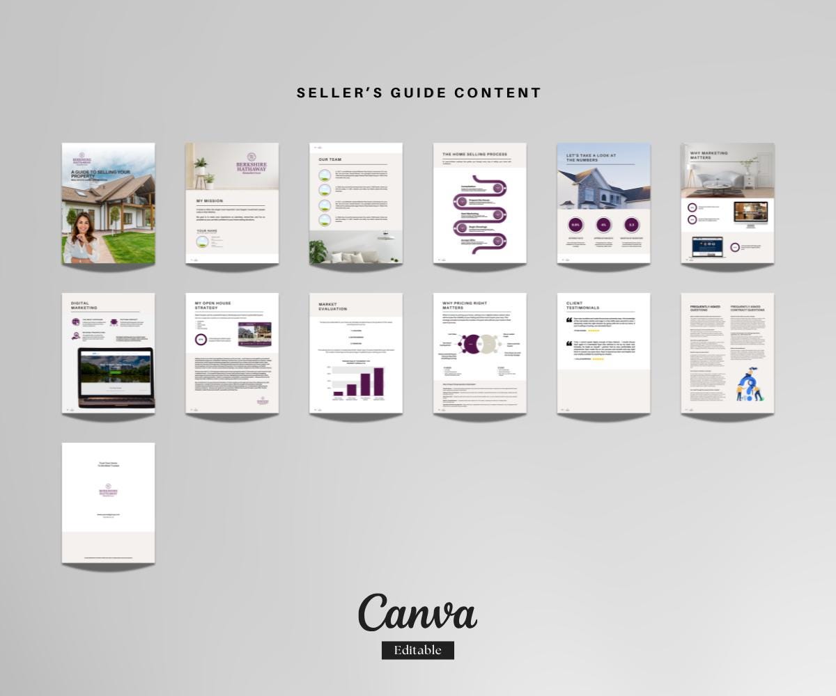 Berkshire Hathaway Buyers & Sellers Guide | Editable Real Estate Canva Template | BHHS Marketing Kit for Realtors
