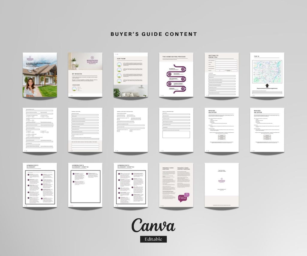 Berkshire Hathaway Buyers & Sellers Guide | Editable Real Estate Canva Template | BHHS Marketing Kit for Realtors