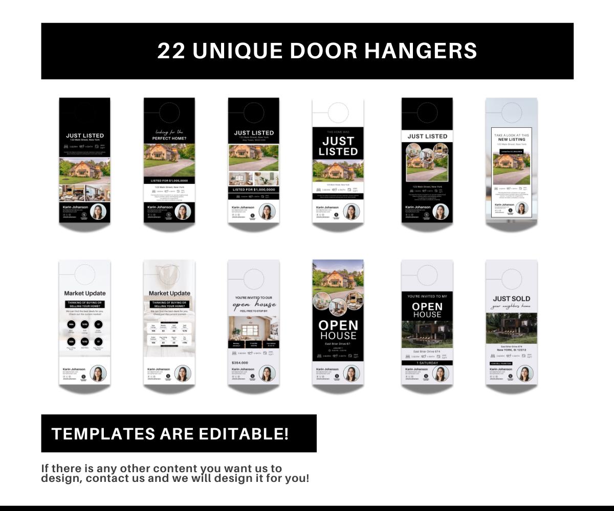 Luxury Coldwell Banker Door Hanger Bundle | Real Estate Marketing Templates | Modern Black & White Door Hangers for Realtors