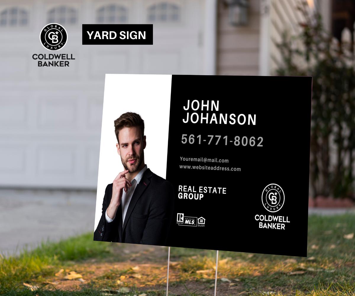 Luxury Real Estate Yard Signs | Coldwell Banker Style | Set of 5 | Editable Canva Template | Open House, For Sale, Sold Signs