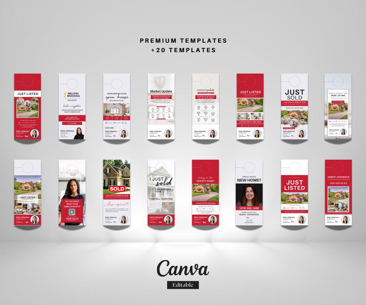 Premium Keller Williams Door Hanger Bundle | 22 Editable Canva Templates | Realtor Farming & Marketing | KW Real Estate Instant Download
