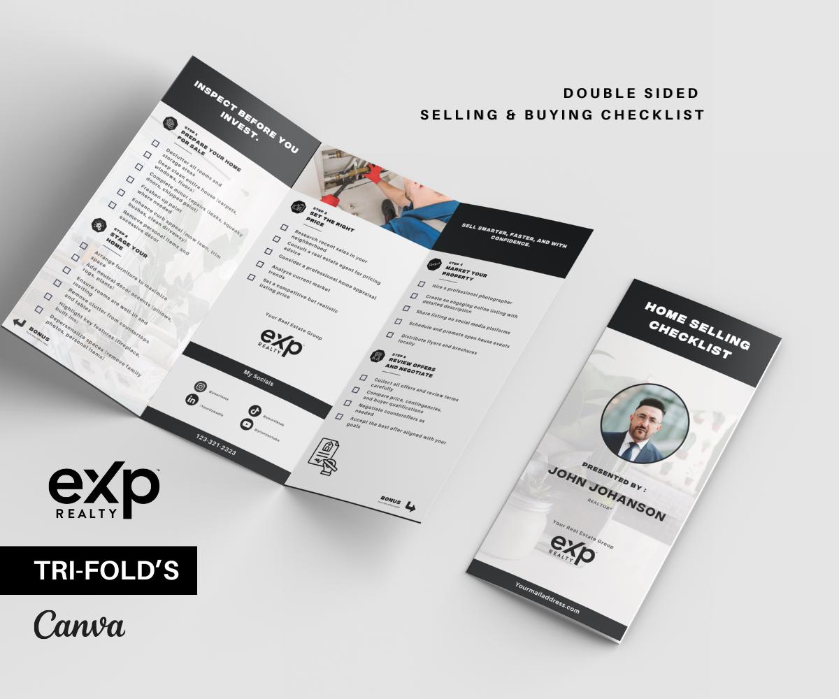 Premium EXP REALTY Trifold Brochure Bundle | Home Selling & Buying Guide | Premium Real Estate Canva Template