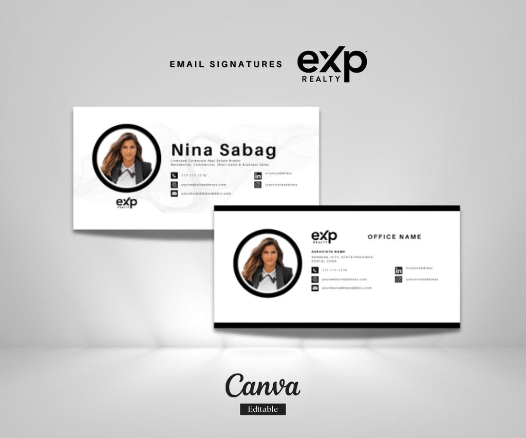 2 EXP REALTY Email Signature Templates | Professional Realtor Signature | Black & White Exp Realty Branding