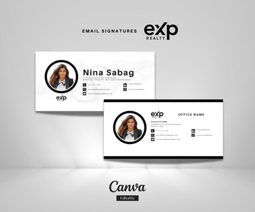 2 EXP REALTY Email Signature Templates | Professional Realtor Signature | Black & White Exp Realty Branding
