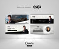 EXP REALTY Facebook Banners | 4 Black & White Realtor Facebook Cover Templates | Modern Real Estate Branding Canva