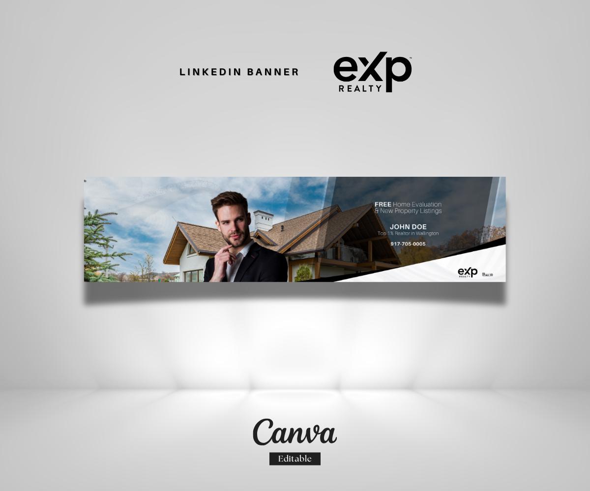 EXP REALTY LinkedIn Banner | Real Estate Agent Canva Template | Professional Realtor Cover