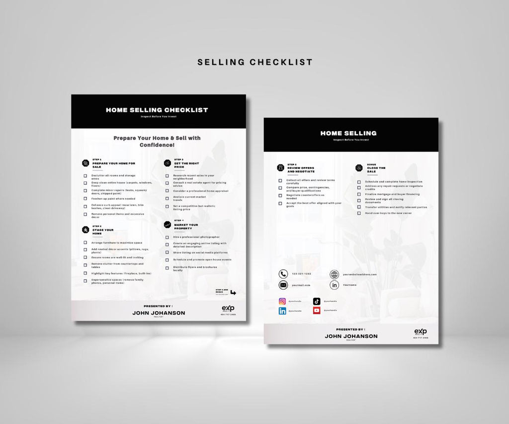 Premium Home Buying & Selling Checklists | 4-Page Real Estate Planner | EXP Realty Branded | Printable PDF | Buyer Seller Guide