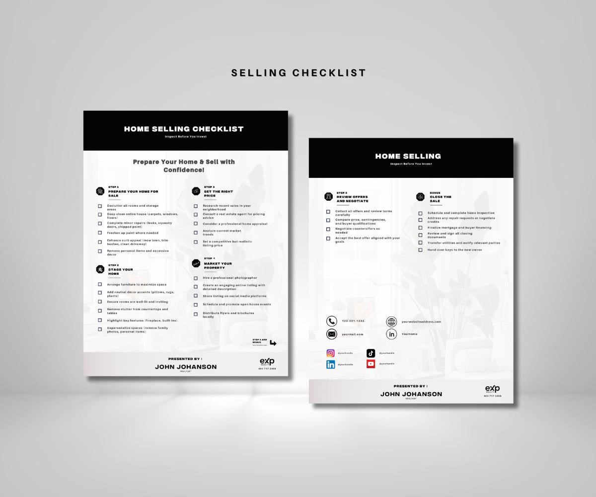 Premium Home Buying & Selling Checklists | 4-Page Real Estate Planner | EXP Realty Branded | Printable PDF | Buyer Seller Guide