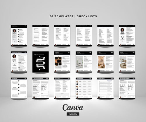 24 Pages Real Estate Checklists | EXP REALTY | Printable & Editable PDF + Canva Template | Black and White