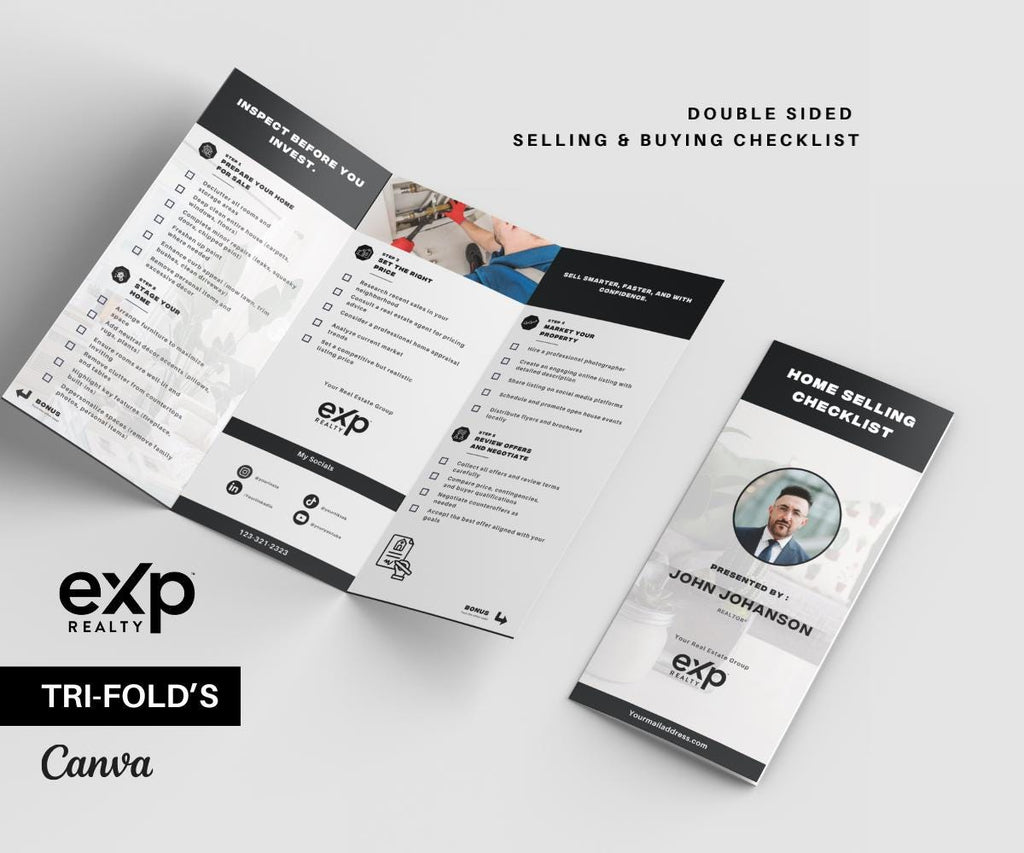 Premium EXP REALTY Real Estate Marketing Bundle | Black Templates | Sellers & Buyers Guide, Checklists, Social Media Templates | Canva
