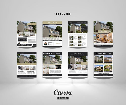 16 Real Estate Flyers for Century 21 | Editable Modern Real Estate Templates | Canva Flyer Bundle for Agents