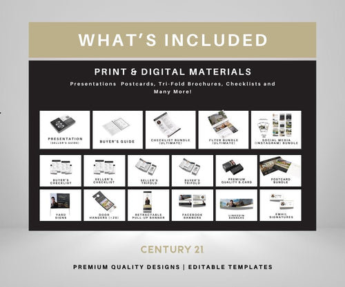 Century 21 FULL PACKAGE | Editable Beige Canva Templates for Realtors | Century 21 | Flyers, Checklists, Social Media & More