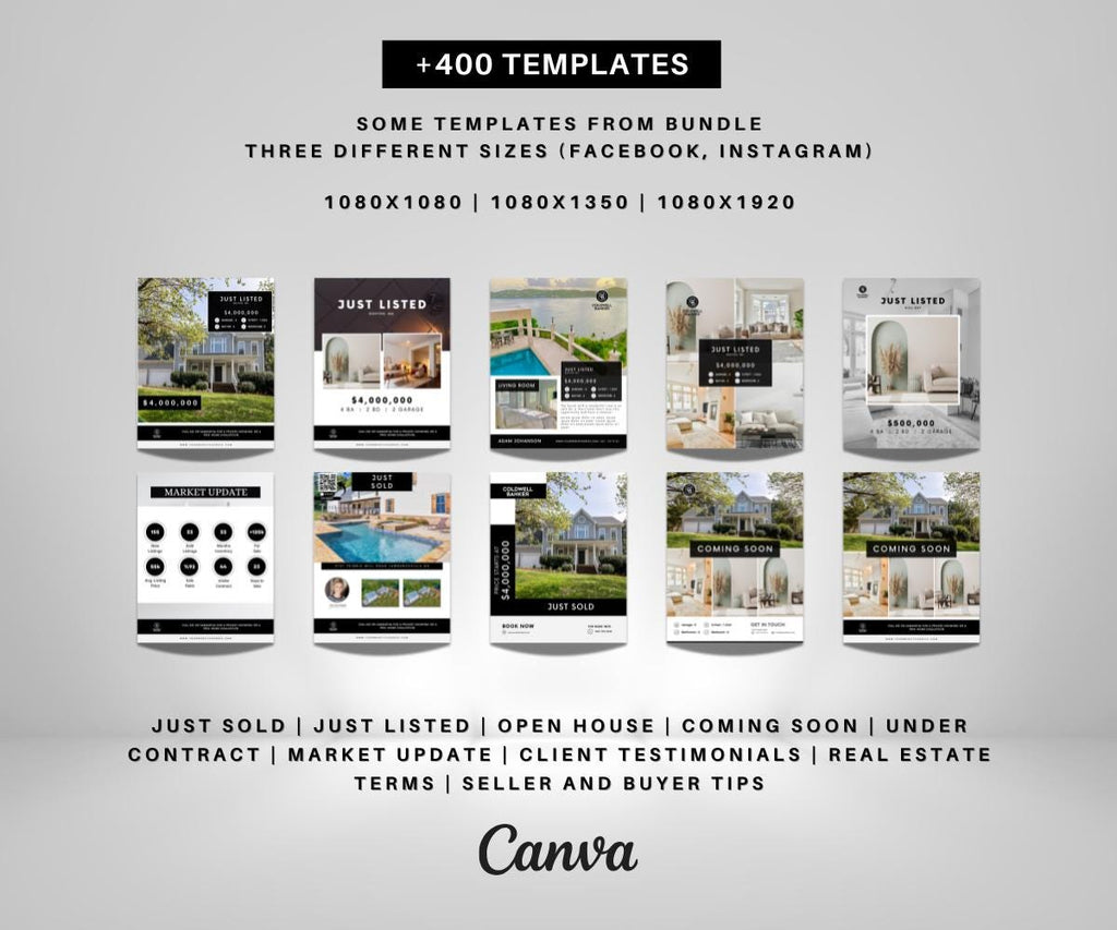 eXp Realty Social Media Bundle for Real Estate | Just Listed, Just Sold, Open House, Market Update, Client Testimonials & More