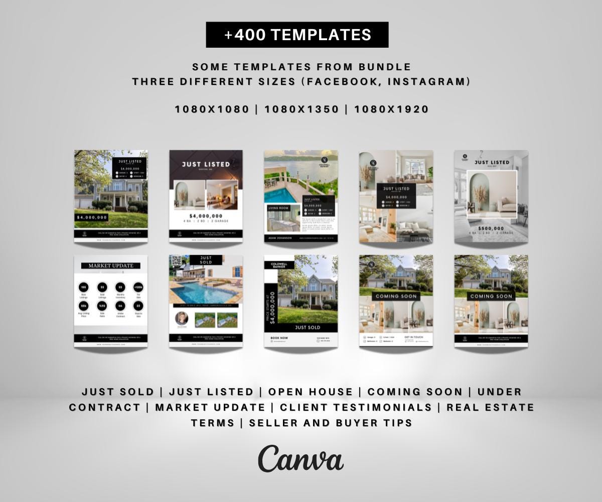 eXp Realty Social Media Bundle for Real Estate | Just Listed, Just Sold, Open House, Market Update, Client Testimonials & More
