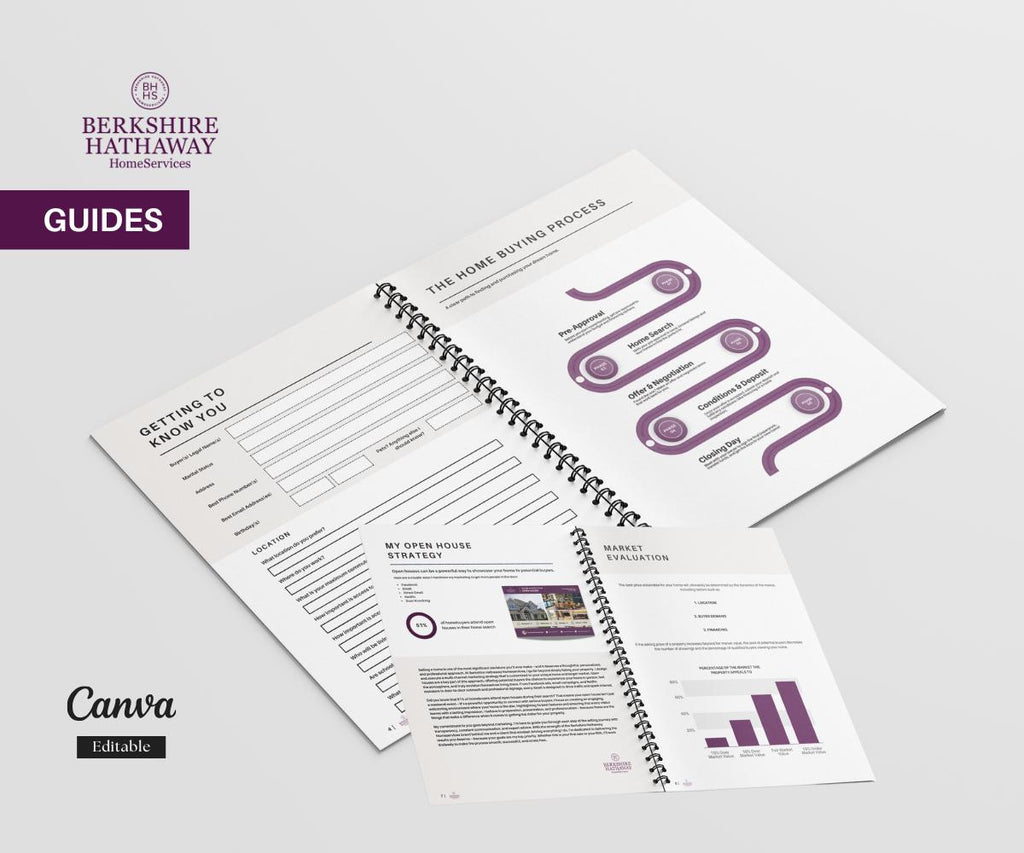 Berkshire Hathaway Buyers & Sellers Guide | Editable Real Estate Canva Template | BHHS Marketing Kit for Realtors