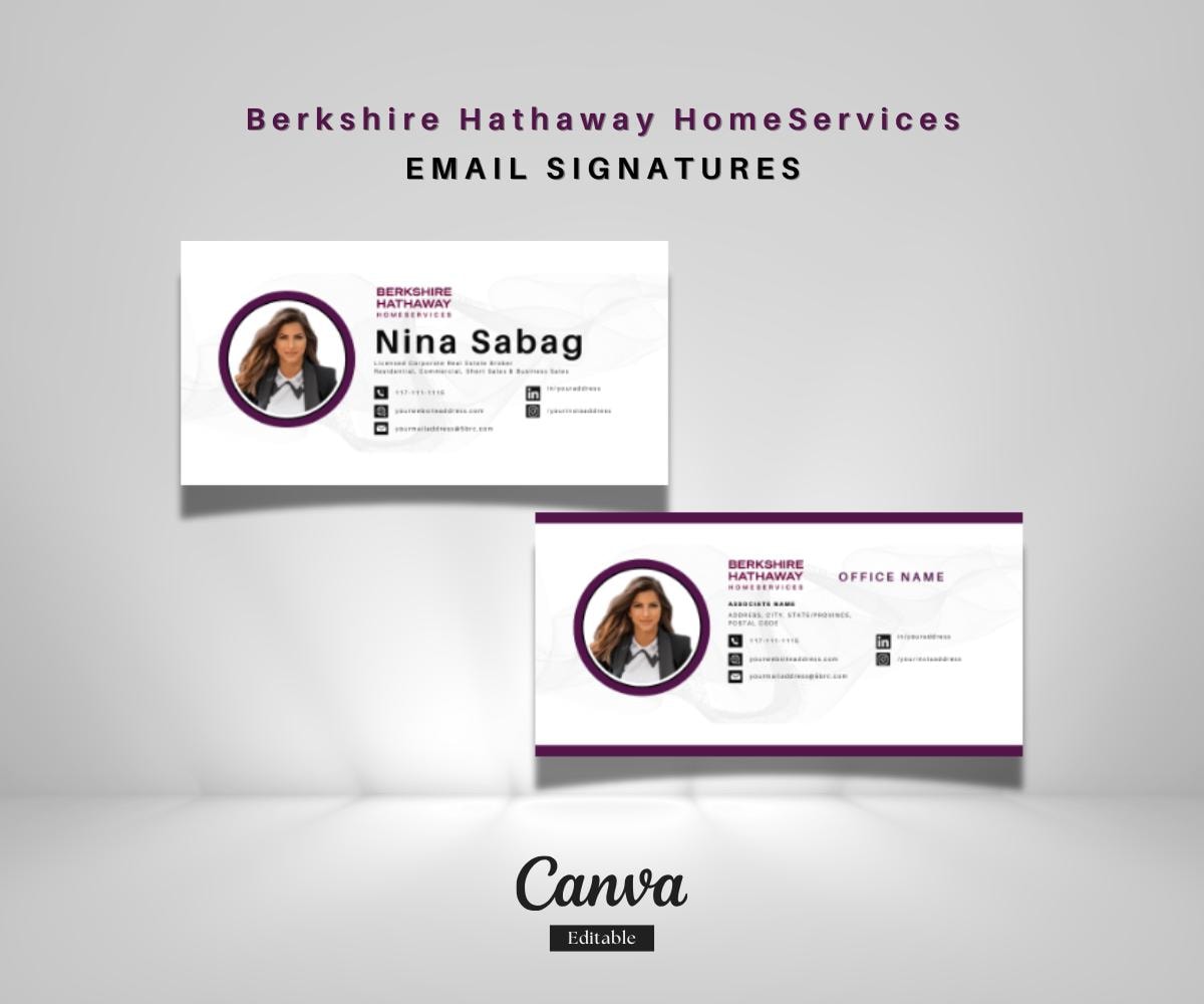 Berkshire Hathaway Email Signature Template | Real Estate Email Footer Canva | Realtor Signature Canva Template | BHHS Branding