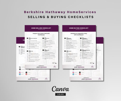 Berkshire Hathaway Home Selling & Buying Checklist | 4-Page Canva Template | Editable Real Estate Guide | Buyer Seller Checklist PDF