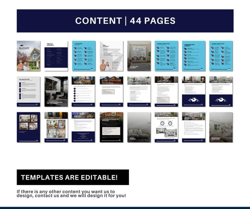 44-Page Navy Blue Real Estate Seller's Guide | Editable Canva Template | Modern Home Selling Guide for Realtors | Pre-Listing Packet