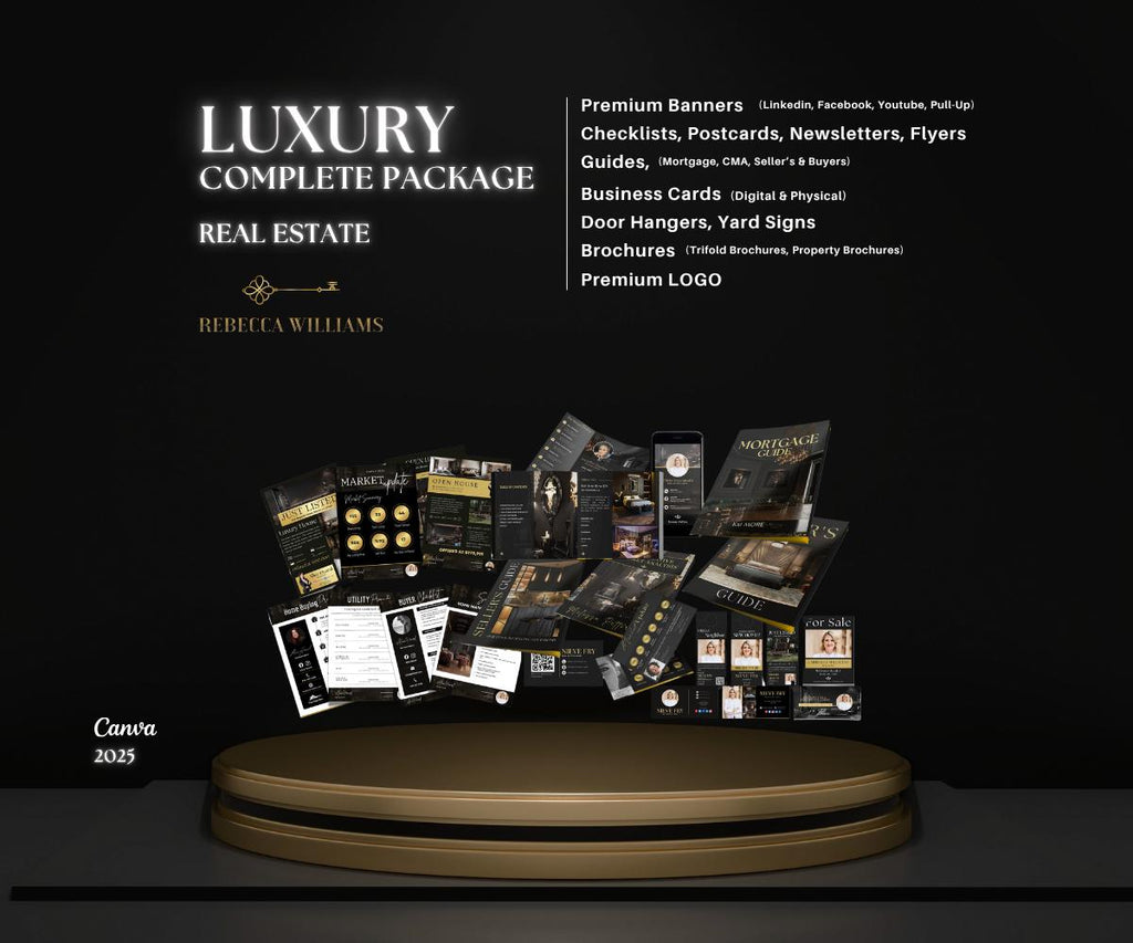 Luxury Real Estate Templates Canva, Gold Realtor Marketing, Real Estate Social Media, High Quality Realtor Branding, Editable Templates