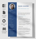 Resume Template, Professional Modern 5 Page Resume Template for Word. Instant Digital Download. Full Editable Clean 2022 CV Blue Template