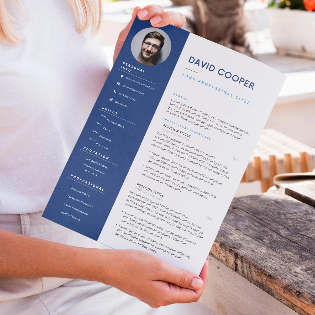 Resume Template, Professional Modern 5 Page Resume Template for Word. Instant Digital Download. Full Editable Clean 2022 CV Blue Template