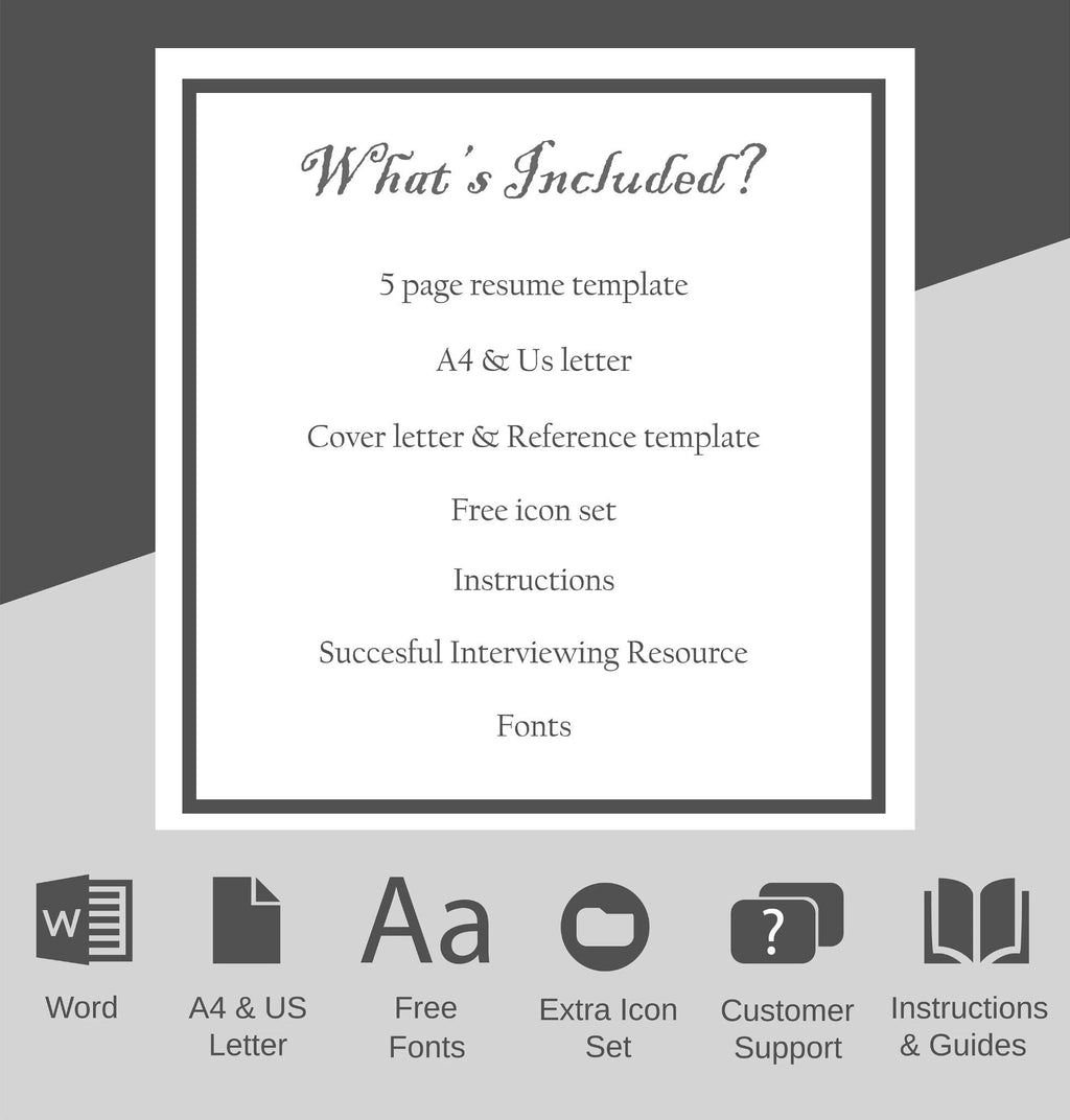 Resume Template, Professional Modern 5 Page Resume Template for Word. Instant Digital Download. Full Editable Clean 2022 CV Blue Template