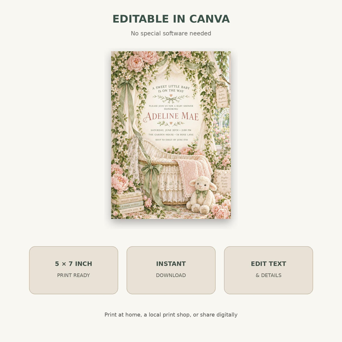 The image is a book cover for "A Sweet Little Baby" by Adeline Mae, featuring a teddy bear and a floral background.