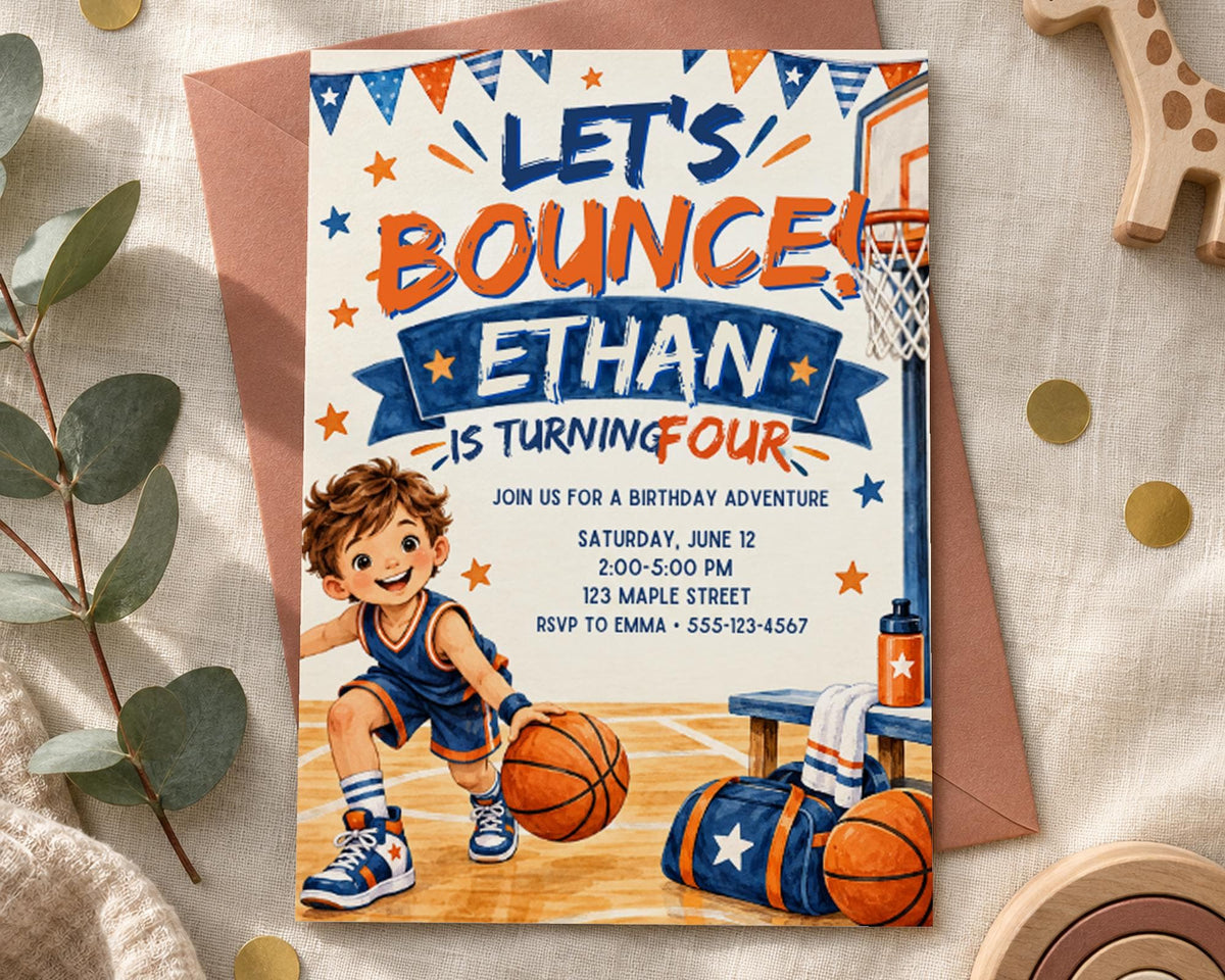 Birthday Invitation for a basketball themed party
