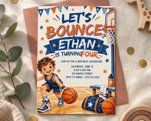 Birthday Invitation for a basketball themed party