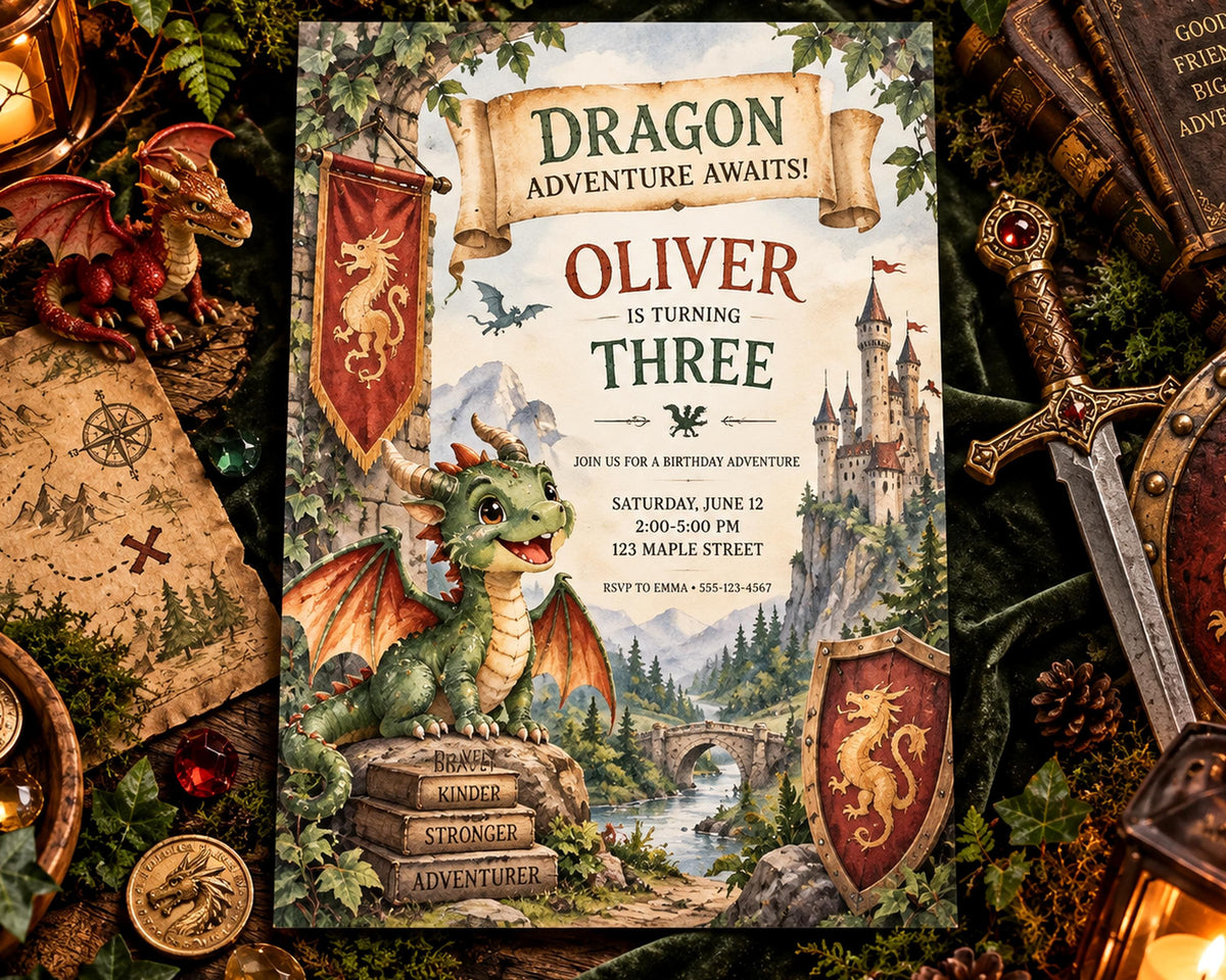 Dragon Adventure Birthday Invitation
