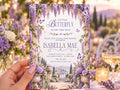 Butterfly Baby Shower Invitation, Butterflies And Lavender Garden Editable Canva Template, Digital Invitation