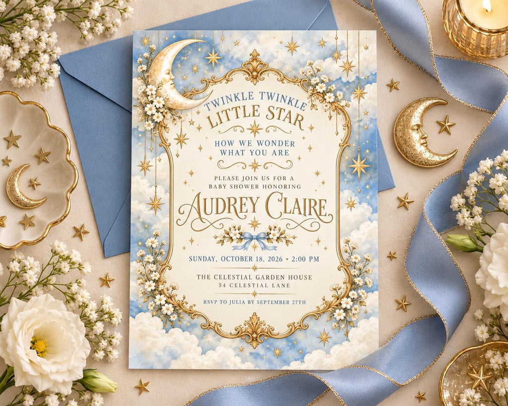 Twinkle Twinkle Little Star Baby Shower Invitation