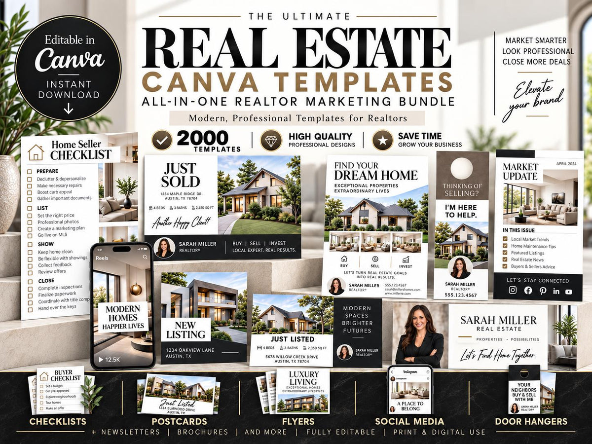 Real Estate Templates Canva, Real Estate Marketing, The Largest Curated Real estate Collection