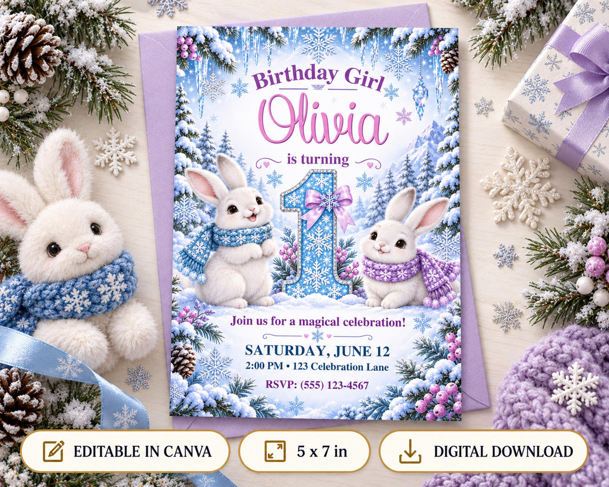 Birthday Girl Olivia is turning 1, and the invitation is for a magical celebration.