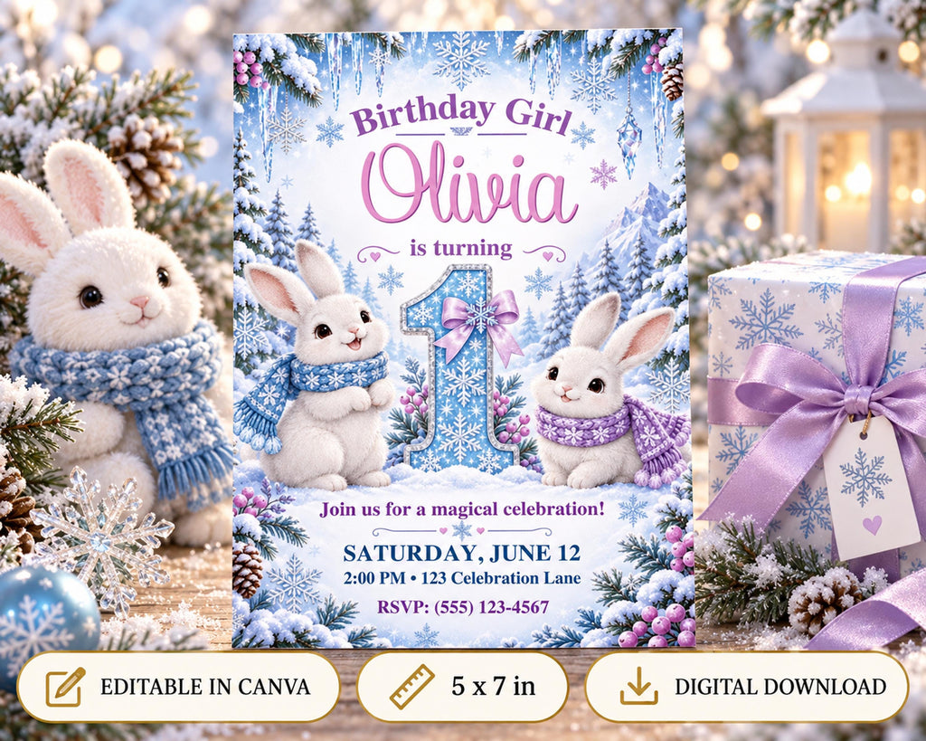 Birthday Girl Olivia is turning 1, and the invitation is for a magical celebration.