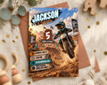 Jackson is turning 5, and he is about to ride a dirt bike. The event is scheduled for Saturday, June 12th at 2:00 PM at 123 Celebration Lane, with a start time of 2:00 PM and an end time of 3:00 PM. The location is at 123 Celebration Lane, and there is a phone number provided for any questions or concerns.